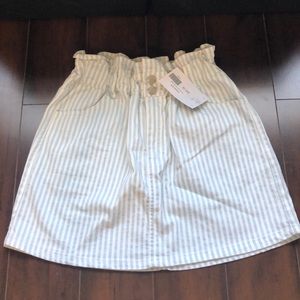 Striped mini denim skirt